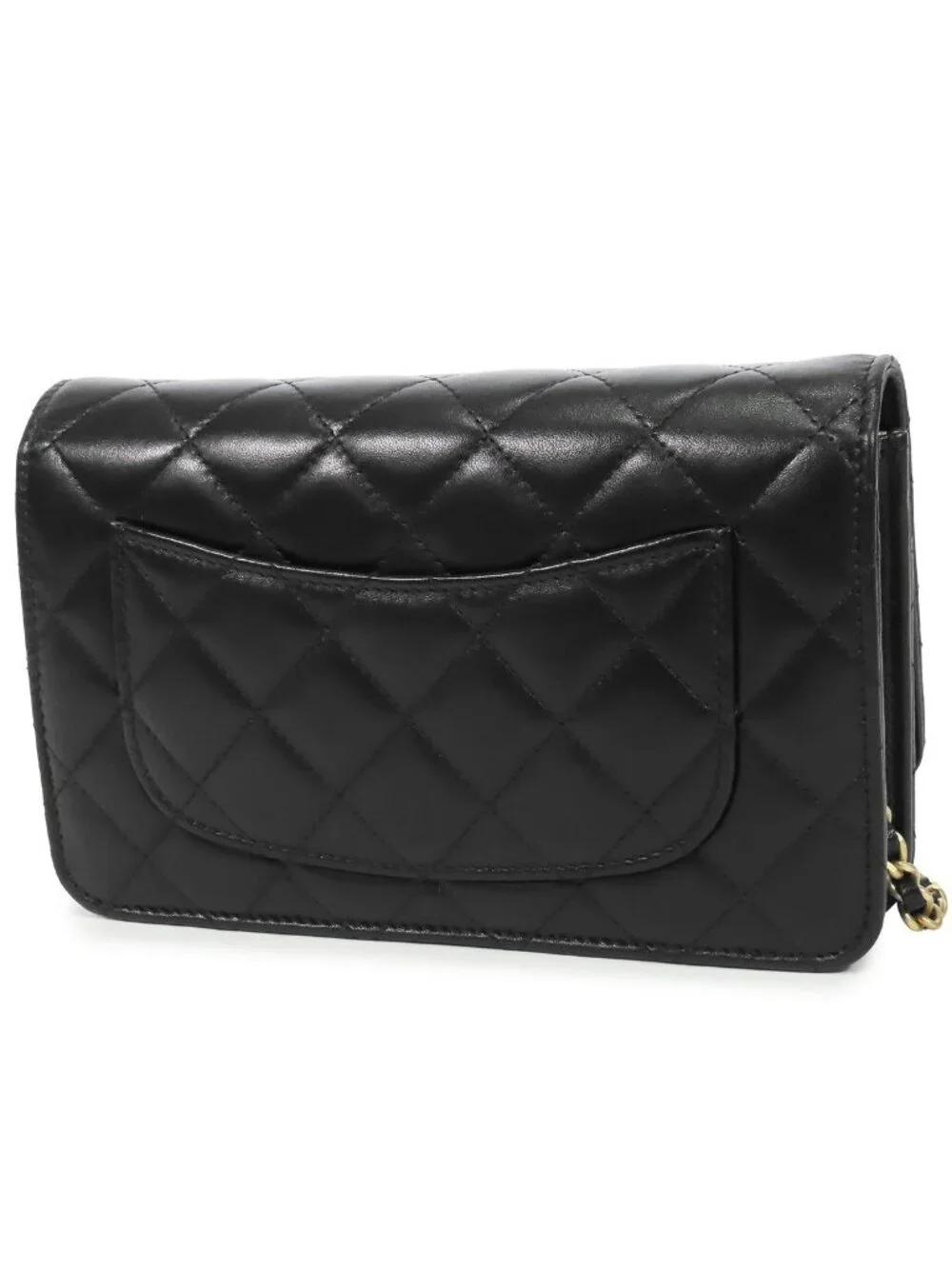 Chanel Chain Wallet Black Gold Lambskin Quilted No. 5 Icon Cambon Shoulder Bag